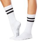 TAVI NOIR Kai Ebony Fashion Crew Grip Socks for Barre, Pilates, and Yoga, White, Small