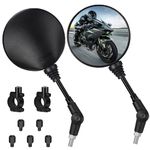 Lizbn Motorcycle Mirrors Set Universal 7/8" 22mm Round Motorbike Mirror E7-MARK Approved M10 M8 Foldable Motorbike Rearview Mirror for Street Bike Sport Bike Scooter Cruiser ATV Moto