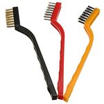 LSARI Cleaning Tool Kit 3 Piecec Mini Wire Brush with Brass, Nylon, Stainless Steel Bristles (Multicolour)