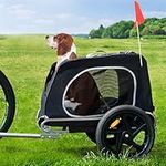 SDHYL Dog Bike Trailer, Portable Pet Bicycle Trailer on Wheel, Foldable Dogs Cart - Back/Front Entry, Storage Bag and Safety Rope & Flag, Pet Stroller Dog Bike Carrier, Black