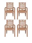 PETALS Swiss Plastic Chairs | Plastic Arm Chair for Home and Garden | Bearing Capacity 150kgs (Beige) (Set of 4)