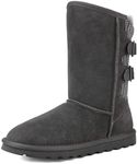 DREAM PAIRS Women's Mid Calf Winter Snow Boots Fashion FuzzyChic Buckle Booties,Size 8,Grey,Sweaty-Buckle