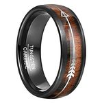 VAKKI Silver Arrow Rings for Men 8mm Hawaiian Koa Wood Tungsten Carbide Wedding Band Size U 1/2
