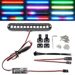 RC LED Light Bar Roof Lamp Headlight Tail Light Kit Bumper Light Compatible with Traxxas RC Car Truck Crawler Tamiya Losi HPI Rustler Axial Police Lights (100mm 1 Bar)