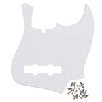 IKN 10 Holes Scratch Plate Guitar Pickguard with Screws for FD J Bass style Guitar Replacement, 1ply White