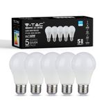 V-TAC 5 Pack E27 LED Light Bulb 9W (Replaces 60W) Cool White