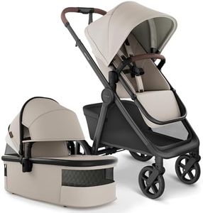 Mompush Ultimate 3 Full Size Baby Stroller with Bassinet from Newborn to 50 lbs - All-Terrain Large Wheels with Full Suspension, Reversible & Extendable Seat for Growing Kids, One-Second Compact Fold
