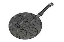 Nordic Ware Smiley Face Pancake Pan, Cast-Aluminium Pancake Frying Pan, Pancake Pan for 7 Pancakes, Mini Pancake Maker - Black