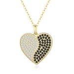 GAVU 925 Sterling Silver Diamond Heart Necklace for Women, Dainty Silver Necklace for Women, Yin Yang Jewelry