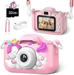 ZONEY Kids Camera Toys for 3-12 Years Old Girls Children Digital Video Camera with Cute Silicone Cover Portable Child Unicorn Toy Christmas Birthday Gifts for Toddler Age 3 4 5 6 7 8 9 (Pink)