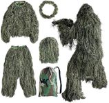 Kute 'n' Koo Premium Ghillie Suits for Adults and Kids, 5 in 1 Bush Costume Forest Grass and Dry Grass Camouflage Styles (L for Adults, Forest Grass)