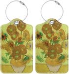 Luggage Tags for Suitcases, 2 Pack Cute PU Leather Luggage Tag TSA Approved with Stainless Steel Loop and Address Card Baggage Tag for Travel&Hotel Stays&Cruise Ships&Shipping and Mailing