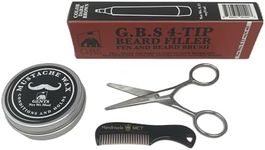 G.B.S Mustache Wax Extra Strong Hold Fragrance Free Inlcudes Handmade Mustache Comb,trimming scissors and Dark Brown Beard Filler Pen