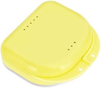 Mouth Guard Container Case Orthodontic Retainer Carry Case with Vent Holes, Denture Holder Aligner Case Small for Household|Office|Travel - Light Yellow