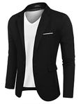 COOFANDY Mens Sports Jakcet Slim Fit One Button Sports Coats Business Dress Jackets, Dark Black, XXXL