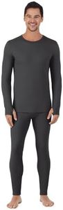 Cuddl Duds Mens Thermal Underwear - Cold Weather Heavyweight Base Layer 2-Piece Set - Moisture-Wicking Long Johns - Winter Clothes- Charcoal - Small