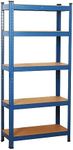 wowsubli Garage Shelving Units 5 Tier, Heavy Duty Storage Racking Shelf with Metal Boltless for Workshop Warehouse Office(Blue,70x30x150cm)