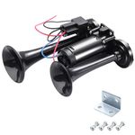 Rupse Electric Air Horn, 150DB Super Loud Train Horn Double Tube Zinc Horn with Compressor for All 12 V Vehicles Motorcycle Truck Cars Boats