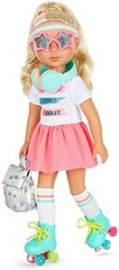 Glitter Girls – Sunnie 14-inch Poseable Fashion Doll – Blonde Hair & Green Eyes – Retro Rainbow Roller Skates, Backpack, and Headphones – Toys, Clothes, and Accessories for Kids Ages 3+