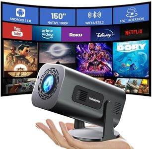 Mini Projector with WiFi and Bluetooth, 180°Adjustable Stand Smart Projector, 150" Portable Projector with Android TV 11.0, 2.4G/5G, Native 1080P, 300 ANSI Auto Keyston Outdoor/Home Movie, Iron Grey