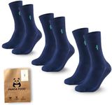 PANDA FOOD 3 Pairs Premium Men's Bamboo Dress Work Socks | Moisture-Wicking, Antibacterial, and Breathable | UK Size 7-11 | Navy Blue