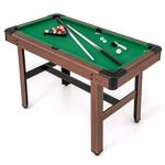 Goplus 48” Pool Table, Wooden Billiards Table w/ 2 Cue Sticks, 16 Balls, 2 Chalks, Triangle, Brush, Compact Pool Game Table for Kids Adults Family Game Room Bar Office (Upgrade Table 48’’, Green)