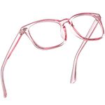 Epova TR90 Blue Light Blocking Glasses for Women and Men-Lightweight Computer/Reading/Gaming/TV/Phones Glasses-Anti Eyestrain & UV Glare, Classic Square Eyeglasses Frame with Case, Transparent Pink