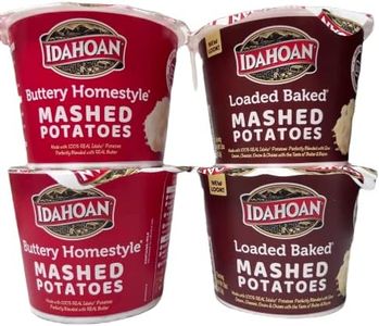 Idahoan Microwavable Instant Mashed Potatoes Variety Bundle pack(2) Loaded Baked 1.5oz/ea (2) Buttery Homestyle 1.5oz/ea 4pack total-Gluten Free