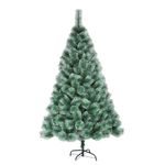 fizzytech Artificial 8 Feet Christmas Snow Pine Tree with 400 Hinged Branches, Solid Metal Legs Material Xmas Miniature Tree for Christmas/New Year/Festival/Home Decoration