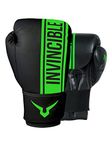 Invincible Tejas Fitness Training Synthetic Leather Boxing Gloves for Men & Women (Black-Green, 16 OZ)