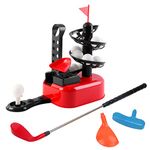 deAO Beginners Golf Training Set with Club, Play Balls and Foot Pedal Base Included-Indoor and Outdoor Fun Activity for Kids