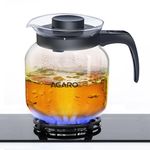 AGARO Elite Glass Carafe with Strainer Lid, 1200ml, Glass Kettle, Borosilicate Glass, Microwave Safe, Low Flame Proof, Transparent.