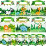 Qpout 12pcs Animal Party Food Boxes, Cardboard Lunch Boxes for Baby Shower Children/Kids Birthday Parties Jungle Picnic Wedding Party Favour Gifts Treat Sweet Candy Cake Empty Packing Box