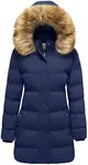 WenVen Women's Winter Cold Weather Warm Puffer Coat Quilted Parka Jacket (Navy,3XL)