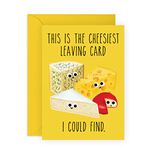 Coworker Leaving Card - 'Cheesiest Leaving Card' - Sweet Resignation Gifts For Men Women - For Boss Colleague Friends Roommate Neighbor - Comes With Fun Stickers - By Central 23