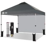Pop Up Gazebo with 1 Sidewall 3m x 3m, Waterproof Pop Up Tent, Center Lock One Push Instant Event Shelter Canopy, Folding Party Tent with Carry Bag, Bonus 8 Stakes and 4 Ropes, Grid Grey