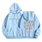 DSODAN Love Never Fails Hoodie for Women Oversized Hooded Sweatshirts Casual Loose Pullover Tops You are Loved by God Hoodies Christian Jesus Saves Faith Sweatshirt Woman Streetwear Gift Y2K Clothes