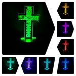 Jesus Christ Cross Lamp Church Christian Gift 3D Night Light for Bedroom Beside Table, 7 Colors Changing LED Mood Lamp Desk Table Lamp Children Gift (Cross 2)