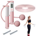 Jump Ropes for Fitness Skipping Rope With Counter Ropeless Digital Skipping Rope with Calorie Counter Cordless Skipping Rope for Kid Adult Pink