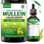 5 in 1 Mullein Drops for Lungs - 1600mg Organic Mullein Leaf Extract Supplement, 4 oz Mullein Tincture with Elderberry, Marshmallow, Orange Peel & Ginger Root Liquid Extract - 120ml