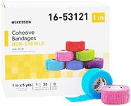 McKesson Cohesive Bandages, Non-Sterile, Latex-Free, Multi-Color, 1 in x 5 yd, 1 Count, 30 Packs, 30 Total