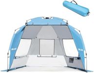 Golabs BT1 Pop up Beach Tent Sun Shelter for 3-Person, 1-Minute Setup by Pre-Attached Pole & UPF 50+, Beach Shade with Detachable Floor Mat, Mesh for Clear View & Airflow, only 7 lbs & Pocket and Hook