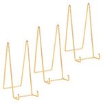 Large Plate Holder Display Stand - 10 inch Extra Tall Plate Stands - Twisted Metal Wire Easel - Big Tabletop Easels for Decorative Plates | Picture Frame | Platter | Painting | Plaque - 3 Pack - Gold