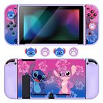 DLseego Case Compatible with Switch,Dockable Cover Soft TPU Protective Switch Case,with 2 Soft JoyCon Cover and 4 Thumb Grip Caps,Elements of Anime games,Anti-Scratch Shock Absorption,Alien monsters