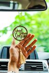 GENESIS ARTS Stainless Steel Quotes Car Hanging Dream Catcher Accessories Best For Your Car Interior,Rear View Mirror Ornament, Gift, (Good Vibes Only), Gold