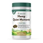 NaturVet Quiet Moments Calming Aid Dog Supplement, Helps Promote Relaxation, Reduce Stress, Storm Anxiety, Motion Sickness for Dogs (Quiet Moments Plus Hemp, 180 Soft Chews)