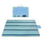 VANDU Large Picnic Mat, 70''X60'' Dual Layers Waterproof for 3-4 People Beach Blanket, Foldable Machine Washable Picnic Mat for Camping Hiking Park Music Festivals and Travel (Blue)