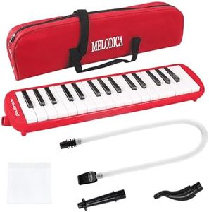 Soulmate 32 Keys Melodica Instrument for Kids, Air Piano Keyboard Soprano Melodica with Soft Long Tubes, Short Mouthpieces and Carrying Bag for Beginners Adults Gift, Red