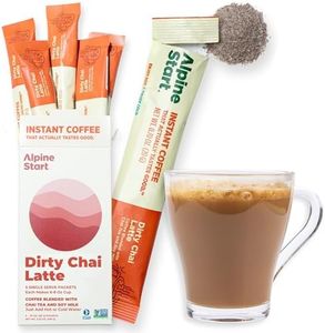 Alpine Start Premium Instant Coffee Dirty Chai Latte, Arabica Coffee Blended with Traditional Chai Spices, Black Tea & Soy Milk. Vegan, Dairy & Gluten Free, 5 Single Serve Packets, 3.5 Oz (Pack of 1)
