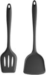 2Pcs Silicone Spatula Non Stick Cookware BPA Free Spatula Solid Silicone Slotted Spatula Heat Resistant Slotted Turner Dishwasher Safe for Frying Cooking Flipping Fish Eggs Pancakes